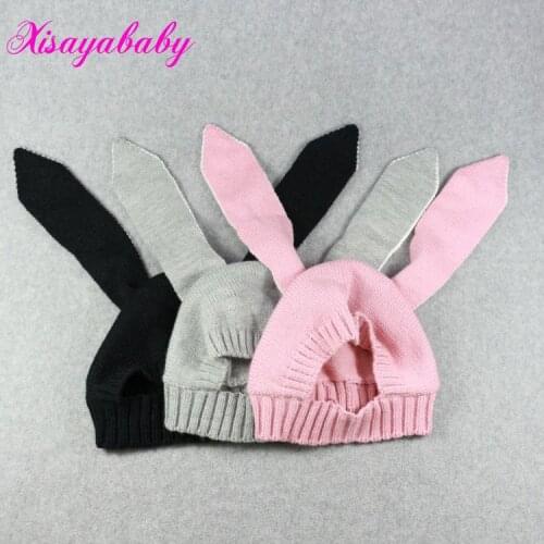 NEW Autumn Baby Girls Boys Knitted Hats Infant Cute Rabbit Long Ear Hat Soft Crochet Baby Bunny Hats Baby Bonnet Photo Props