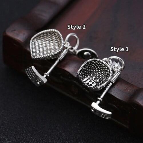 Wholesale S925 Silver Handmade DIY Retro Yuanbao Dustpan Rake Bracelet Necklace Small Pendant Accessories