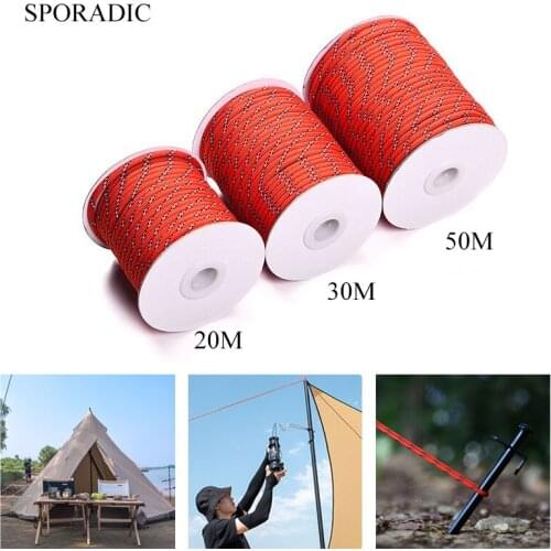 20/30/50M Paracord Parachute Cord Lanyard Tent Rope Guylines Nylon Outdoor Survival Emergence Hiking Camping Accessories