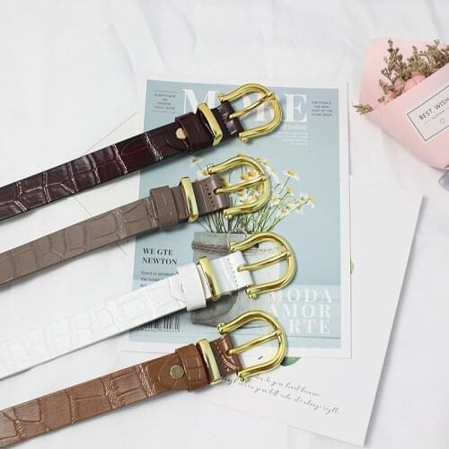 CHNTENSHO retro womens belt simple and versatile black fashion jeans waist womens style decorative Korean version