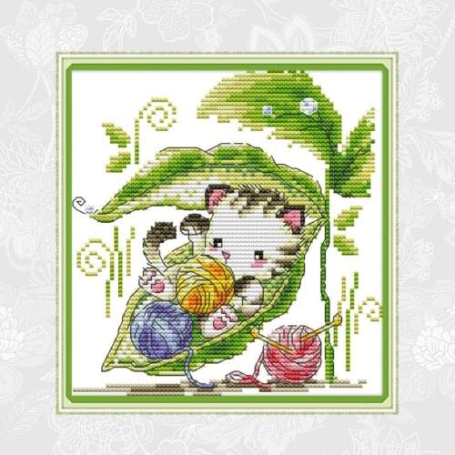 Needlework,DIY handmade Cross Stitch,Embroidery Thread Sets,Hiding from the rain Counted Cross-Stitching Home Decoration