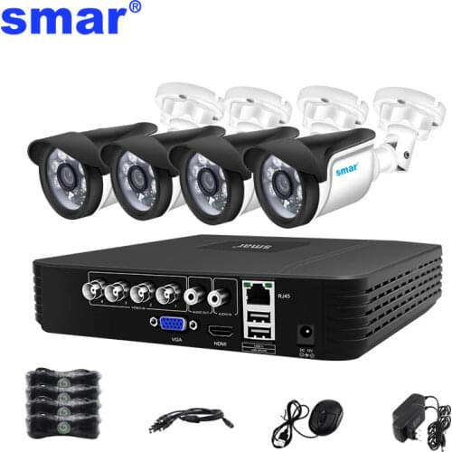 Smar 4CH 1080N 5 in 1 AHD DVR Kit 4PCS 720P/1080P IR AHD Camera Kit CCTV System Outdoor Waterproof Security Surveillance Set