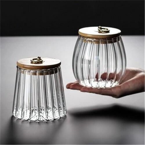 Glass storage jars household storage jars transparent creative petals Japanese tea cans Pu'er tea sealed tea cans