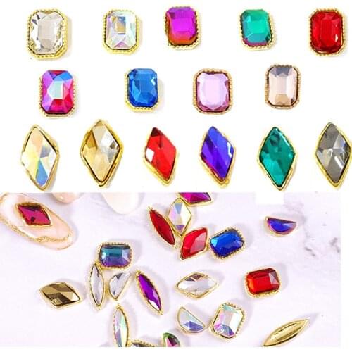 U-22 (9 colors): 10 pieces rhombus Charm Rhinestone 3D geometrical Royal Crystal nail decoration/ Rhinestone 7X12 crystal charm