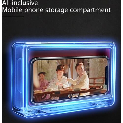 Bathroom Mobile Phone Holder Box Touchable Screen Wall Mounted Phone Storage Case Bracket Self-Adhesive Waterproof Phone Storage