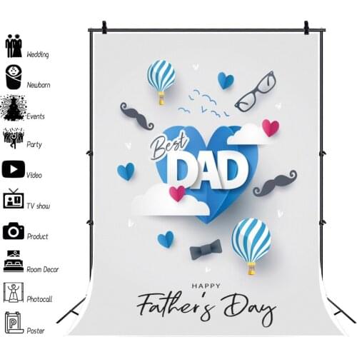 Fathers Day Blue Hot Air Balloon Photography Vinyl Background Decor Photocall Party Backdrop for Portrait Photo Studio Props