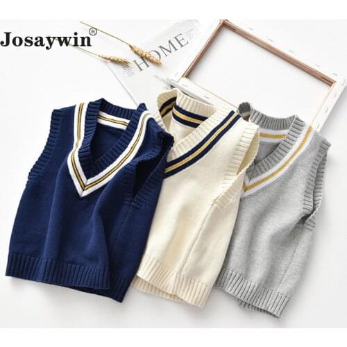 Josaywin Knitted Sweater Vest Baby Girl Boy Sweater Kids Sleeveless Pull PatchworkSpring Autumn Sweater Baby Girl Clothes