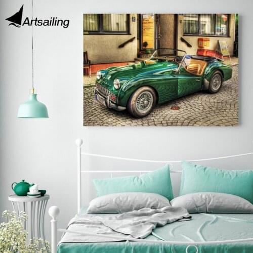 1 Panel Free shipping triumph tr3 old car old style print painting on canvas Wall Art Picture Home Decoration/we601