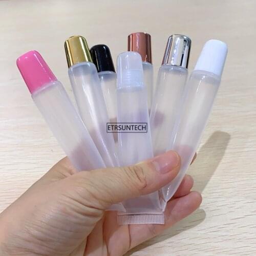 10pcs 10ml 15ml 20ml Refillable Mini Clear Empty Lip Gloss Balm Container Soft Empty Tubes for DIY Lip Gloss Balm/Cosmetic F606