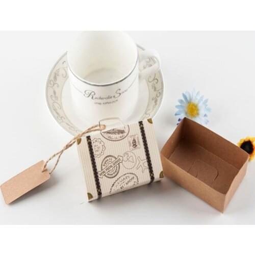 10pcs/lot Mini Suitcase design Kraft Paper Box Wedding Favour Candy Boxes Small Gift Boxes for Chocolate