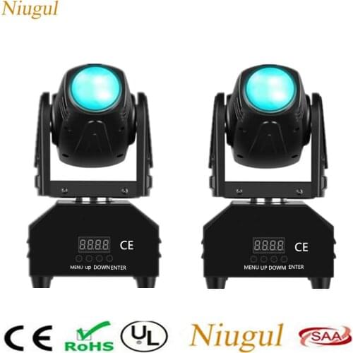 2pcs LED Spot Beam Moving Head Light 10W RGBW Beam Effect DJ Spot Lighting Disco Party Show LED Pinspot Light Stage Effect Light