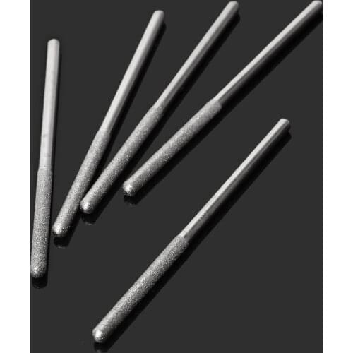 5Pcs Diamond Coated Cylindrical Round Head Lengthened Burrs Bit Drill Set Polishing Grinding Rods Ceramic Wood Stone Rotary Tool