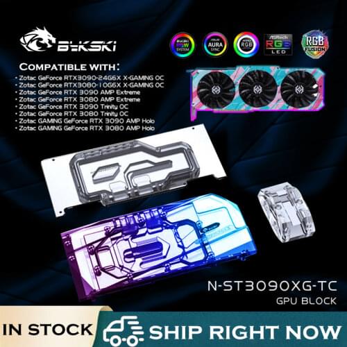 Bykski N-ST3090XG-TC,Dual Active Backplate Water Block For Zotac Geforce RTX 3080 3090 Gaming OC,Double-sided Cooling GPU Cooler