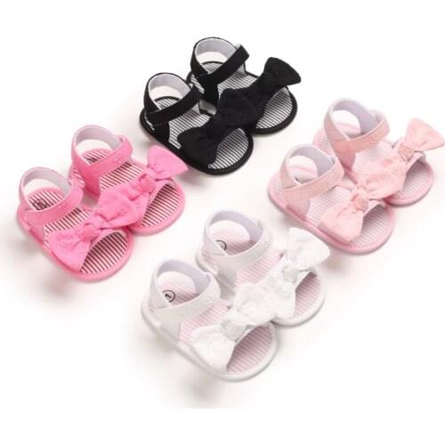 Prewalker 2021 Newborn Cute Breathable Outdoor Indoor Bow Solid Color Flat First Shoes 0 to 18 Months