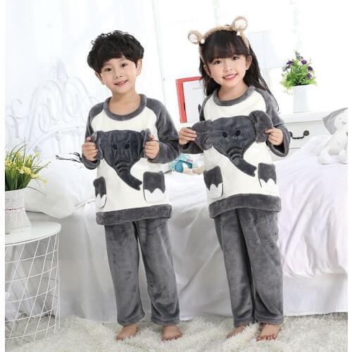 2020 Children Flannel Pajamas Set Winter Warm Thick Cartoon Fleece Kids Pyjamas For Boys Girls Sleepwear Kids Outfits Homewear