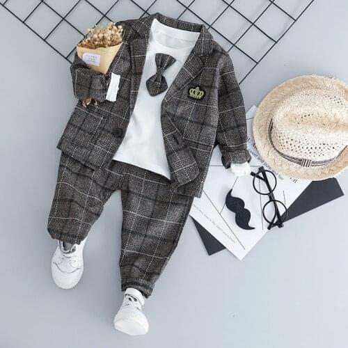 Kids Gentleman Suit Boys Formal Suits Birthday Wedding Party Clothes Kids Longsleeve Shirt Pant Bowtie 2Pcs Clothing