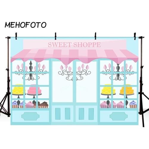 MEHOFOTO Candy Bar Photo Backdrop Sweet Shoppe Birthday Theme Party Decoration Photography Background for Photo Studio