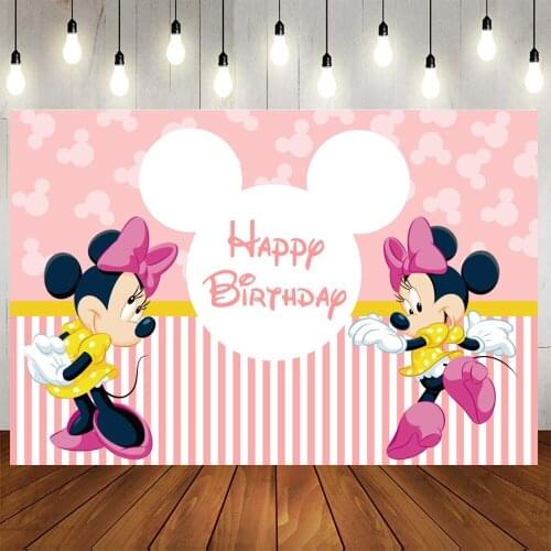 Minnie Mickey Birthday Background Cloth Tapestry Cartoon Animals Mickey Mouse Birthday Party Decoration Photography Background