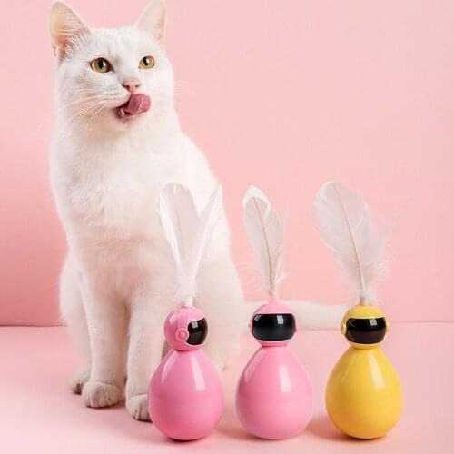 Cats Tumbler Feathe Teaser Training Playing Toy Gift Pet Supplies Balance Car Cat Chasing Toy With Catnip Funny Pet Products