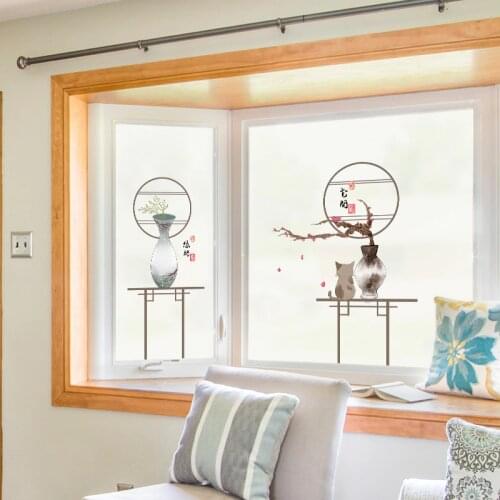 Chinese frosted glass film custom light transparent opaque self-adhesive paper sun room balcony kitchen glass decoration