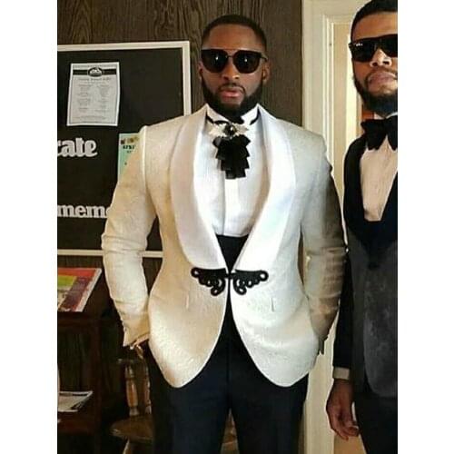 3 Pieces Men Suits For Wedding 2021 Custom Made Classic White Blazer Business Prom Suits Groomsmen Groom Mens Tuxedo