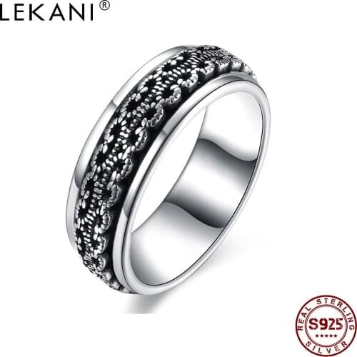 LEKANI 925 Sterling Silver Ring For Women Punk Retro Unisex Jewelry Party Send Girlfriend Birthday Gift Hot Sale 2021