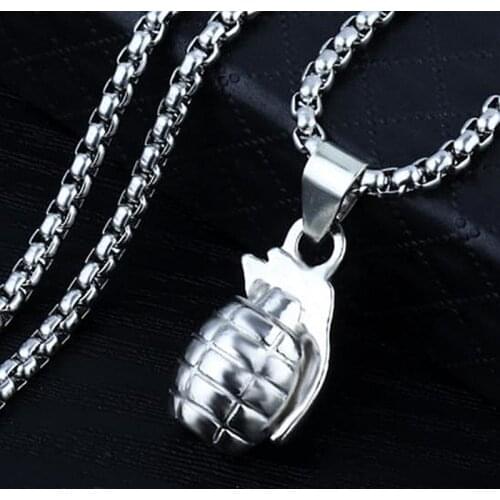 HNSP Punk Grenade Pendant Chain Necklace For Men Male Gift Hip Hop Jewelry Gift