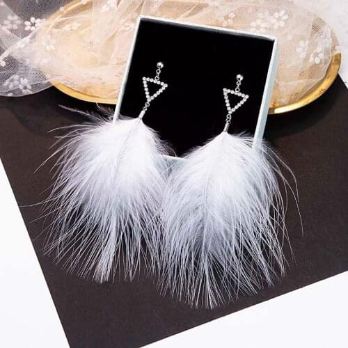 Fashion Jewelry Earrings Rhinestone Heart Triangle Feather Tassel Drop Earring for Women Dangle Earrings Jewelry