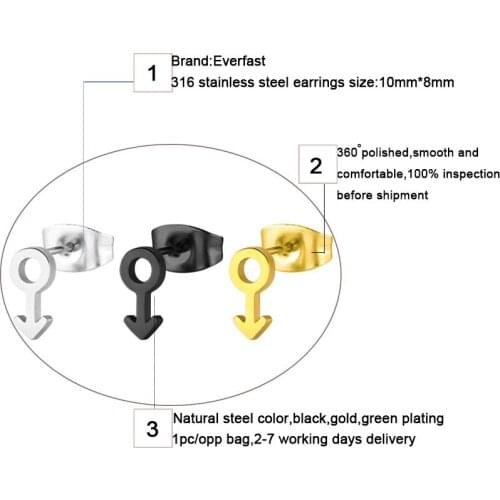 1 pair of male biomark mens earrings science earrings Symbol earrings earrings round arrow ear studs