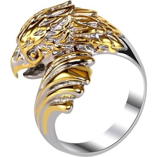 RIR Stainless Steel Antique Mens Womens Feather Angel Wing Cast Black Silver Animal Ring Band Comfort 6-13 Size
