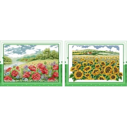 Poppy Garden Cross Stitch DMC 11CT 14CT Stamped Embroidery Kit Chinese Cotton Cross-stitch Kits Embroidery Home Decor Needlework
