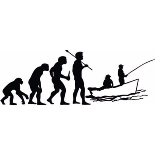 Car Stickers Interesting Human Evolution Fishing Decoration Accessories Stickers Creative for Various Models, 15cm*6cm