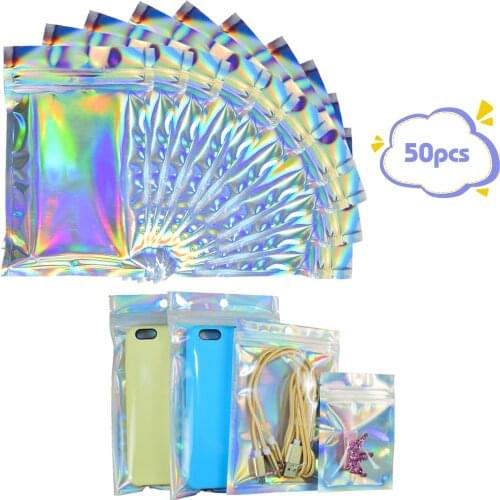 New 50 Pieces Resealable Storage Bags Foil Pouch Bag Odorless Flat Ziplock Bag For Home Office And Small Business