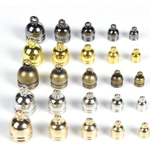 50Pcs/Lot Tassel Leather Cord End Crimp Caps Beads Fit 7 8 10 12 14mm End Tip Caps For Diy Jewelry Making Findings