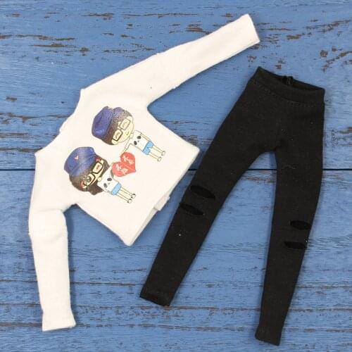 Outfits for Blyth doll White Tshirt with Rag-holes pants for 1/6 BJD ICY DBS