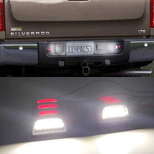 1Pair Red White For Chevrolet Silverado Avalanche Traverse Tahoe Suburban LED Car Number License Plate Light Lamp Assembly Auto