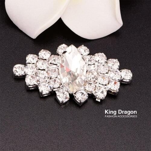 Rhinestone Crystal Button Used On Invitation 40MM*22MM 100pcs/lot Silver Tone Flat Back Wedding Button KD92
