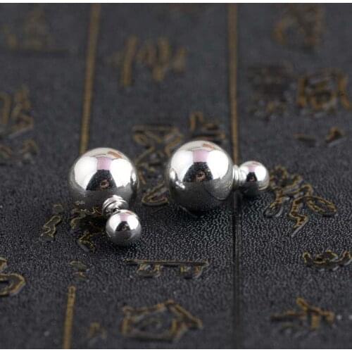 Real S925 Sterling Silver Technology Womens Fashion Size Silver Ball Earrings Exquisite Charm Jewelry
