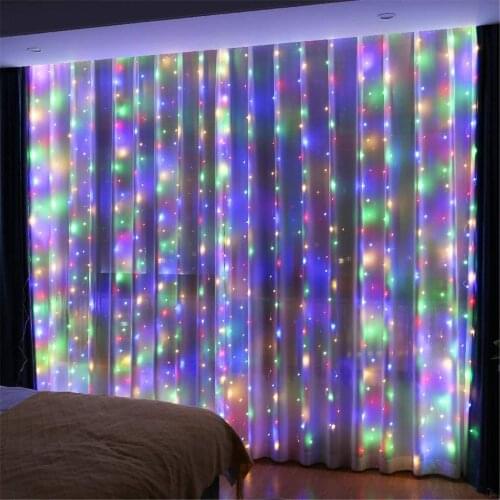 Christmas Garland 300LED Fairy Curtain Light with Remote 8 Modes USB Powered Curtain Garland for Bedroom Room Party DIY Decor