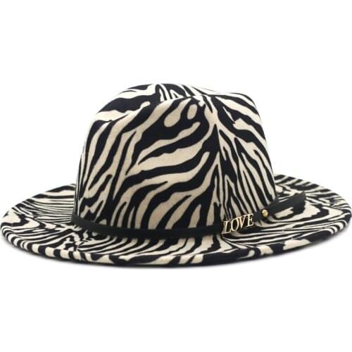 Leopard fedora hat Cowboy Hat For Women And Men Double-sided Color Cap wide brim hat with love Chain