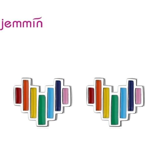 Korean Brand 925 Sterling Silver Colorful Girl Piercing Stud Earrings Friend Lady Cute Jewelry Birthday Gift Bricons