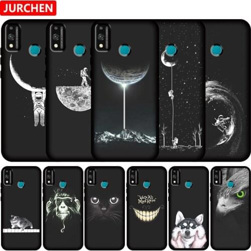 JURCHEN Silicone Phone Case For Huawei Honor 9X Lite TPU Thin Black Cover For Honor 9X Lite Fashion 3D Cute Cat Cartoon Painting