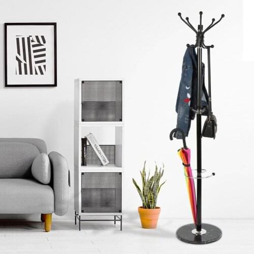 Household Thickened Coat Rack Modern Stereoscopic Carbon Steel Clothes Storage Rack With Many Hook Standing Coat Overcoat Stand