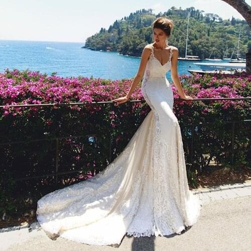 Vestido De Novia Mermaid Wedding Dress V-Neck Beading Pearls Princess Robes De Mariage Off the Shoulder Hochzeitskleid