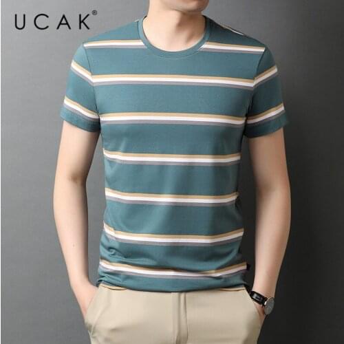 UCAK Brand Classic O-Neck Striped Short Sleeve T-Shirts Summer New Fashion Arrivals Streetwear Tops Casual T Shirt Homme U5553