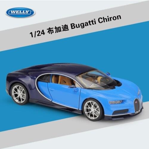 Welly 1:24 Diecast Chiron Blue Red White Golden Sport Cars High Simulation Vehicle Alloy Metal Model Car