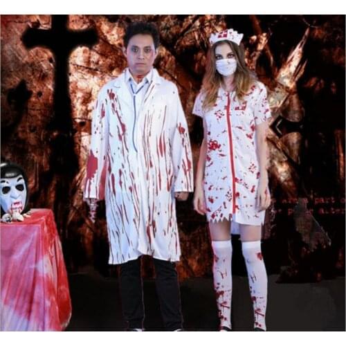 Halloween Women Zombie Ghost Nurse Cosplay Zombie Nurse Uniform Men Dead Costume Cosplay Fancy Dress