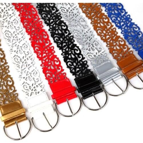 7 Colors Women Lady Tie Wide Hollow Buckle Band Waistband Waist Belt