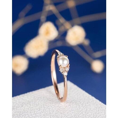 WYJZY Womens delicate pearl ring cute student style fashion accessories small and exquisite jewelry ladies anniversary gift