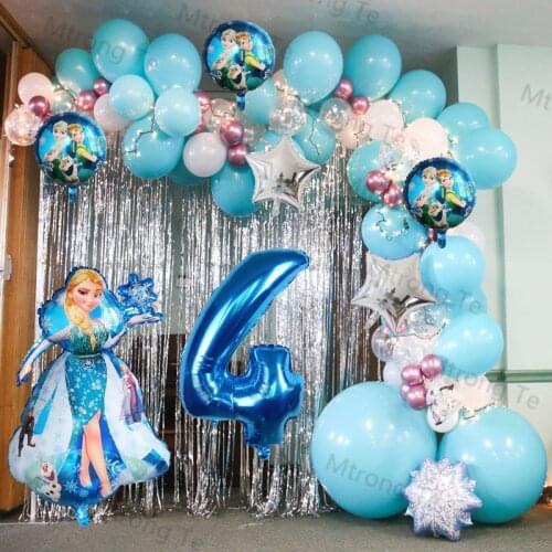 1Set Frozen Theme Party Balloon Arch Garland Kit Snowflake Aluminum Foil Balloon Kids Birthday Baby Shower Globos Supllies